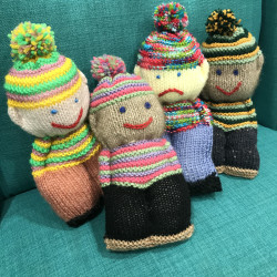 Happy-Sad face dolls knitted by residents of Jane Winstone retirement village.