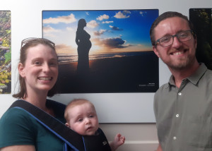 Rachel and Lewis Gardner with baby Hugo at the photo unveiling.